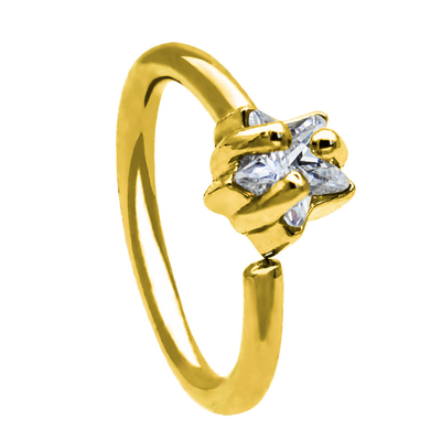 การออกแบบแหวนจมูกรูปดาวสีทองอินเดียผู้หญิงเจาะจมูก 18G 8mm