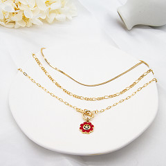 ทองแฟชั่นตุ๊กตาบาร์บี้เพชรปราสาทสร้อยคอสร้อยคอจี้คาร์เนเลี่ยนสำหรับผู้หญิง