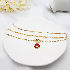 ทองแฟชั่นตุ๊กตาบาร์บี้เพชรปราสาทสร้อยคอสร้อยคอจี้คาร์เนเลี่ยนสำหรับผู้หญิง