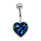 Hypoallergenic Belly Button Rings คริสตัลสีรุ้ง Love Heart Dangle Navel Jewelry