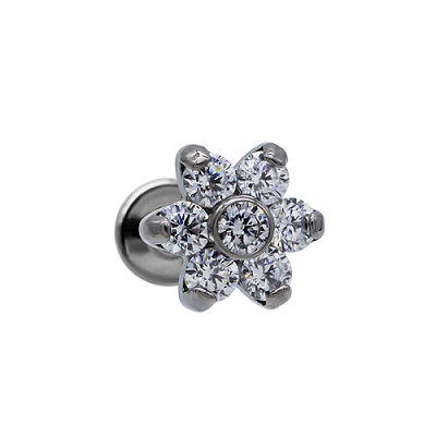 เครื่องประดับเจาะไทเทเนี่ยมคริสตัลสีสันสดใสภายในเธรดแหวนจมูกสไตล์ Labret