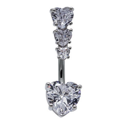 คลิปเพชรดอกไม้หิมะบนแหวนปุ่มท้อง Claw Setting Inlay Surgical Grade Steel